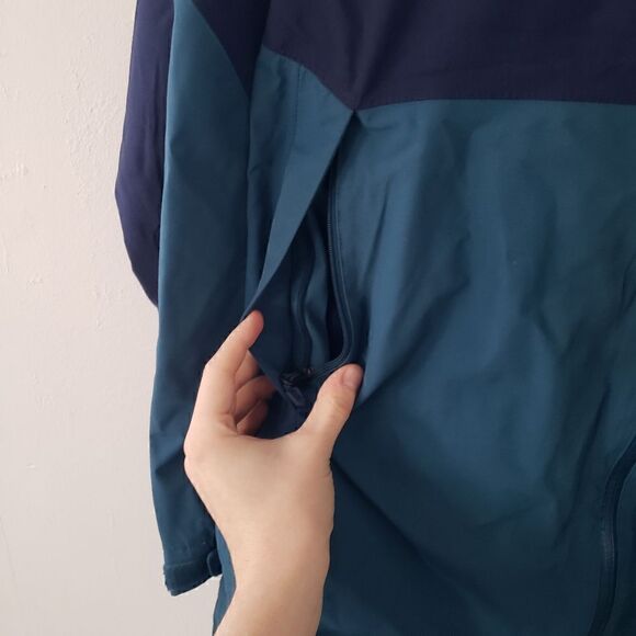 Marmot Hooded Jacket Blue Colorblock Adjustable L - Picture 9 of 14